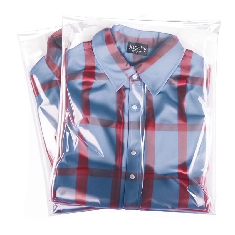 Jadairy Self Sealing Cellophane Bags, Clear Resealable Bags for Packaging Clothing, 12x16 in, 100 Pcs - Image 1